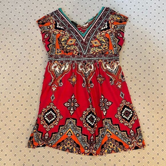 Kiara XL Pink Boho Midi Dress - Picture 1 of 10